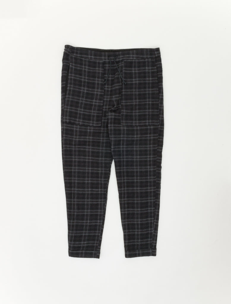 CHECKED WOOL DRAWSTRING TROUSER