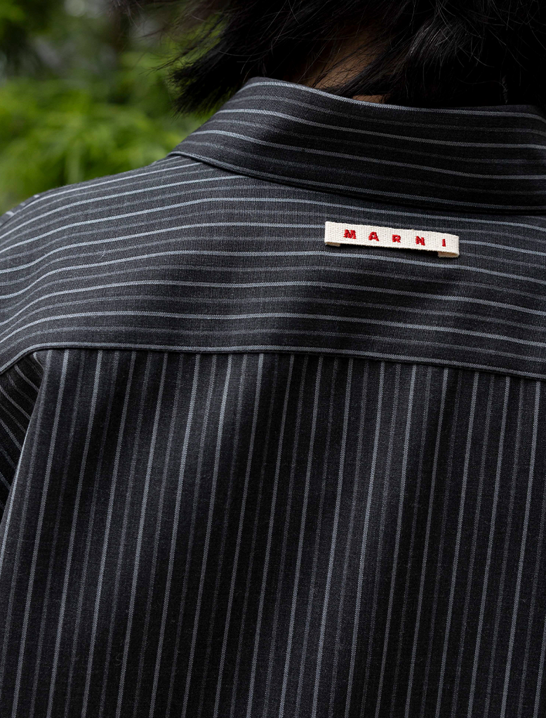 WOOL BLEND STRIPED OVERSHIRT