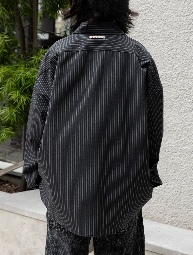 WOOL BLEND STRIPED OVERSHIRT