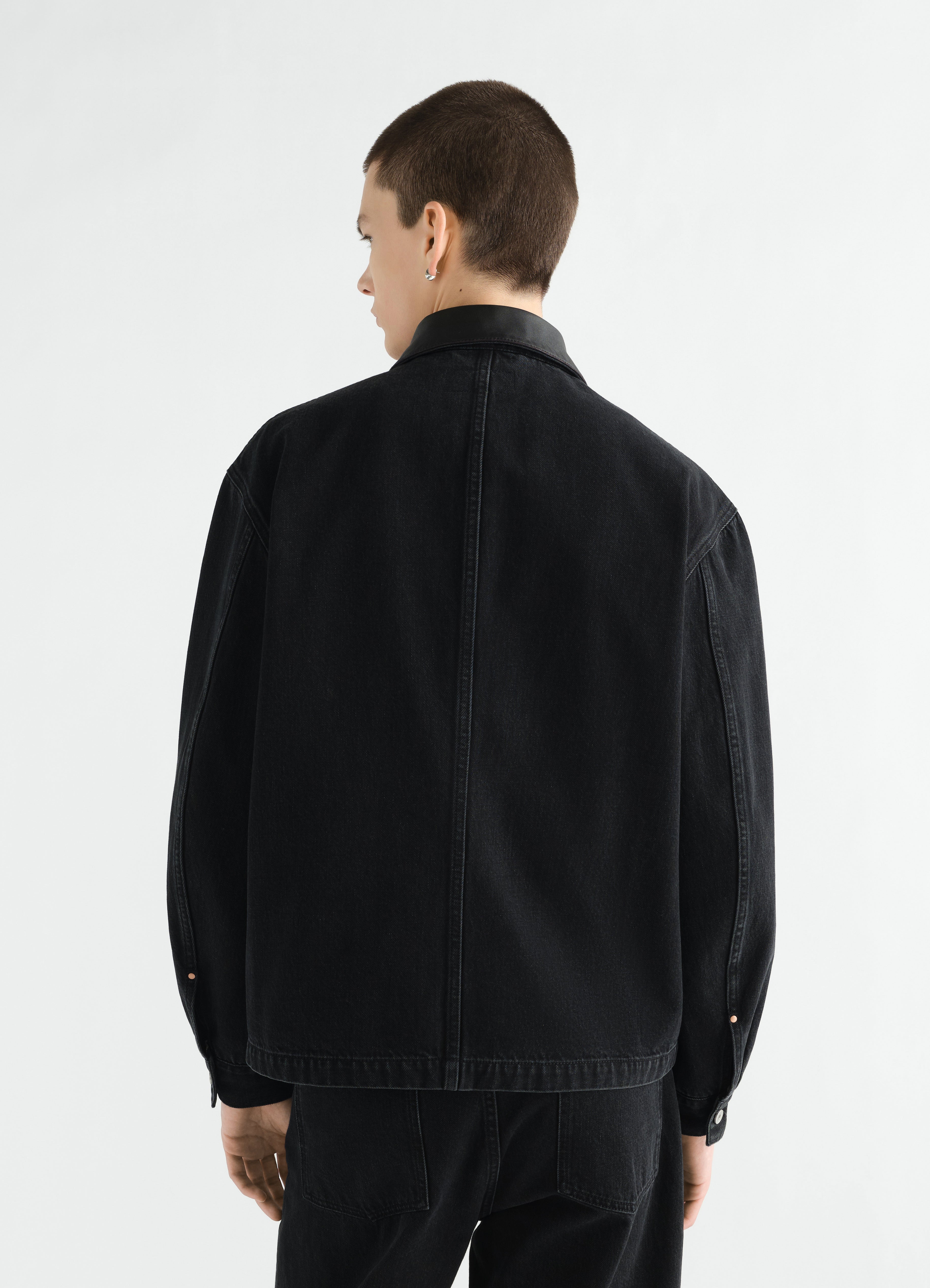 LEATHER COLLAR OVERSHIRT