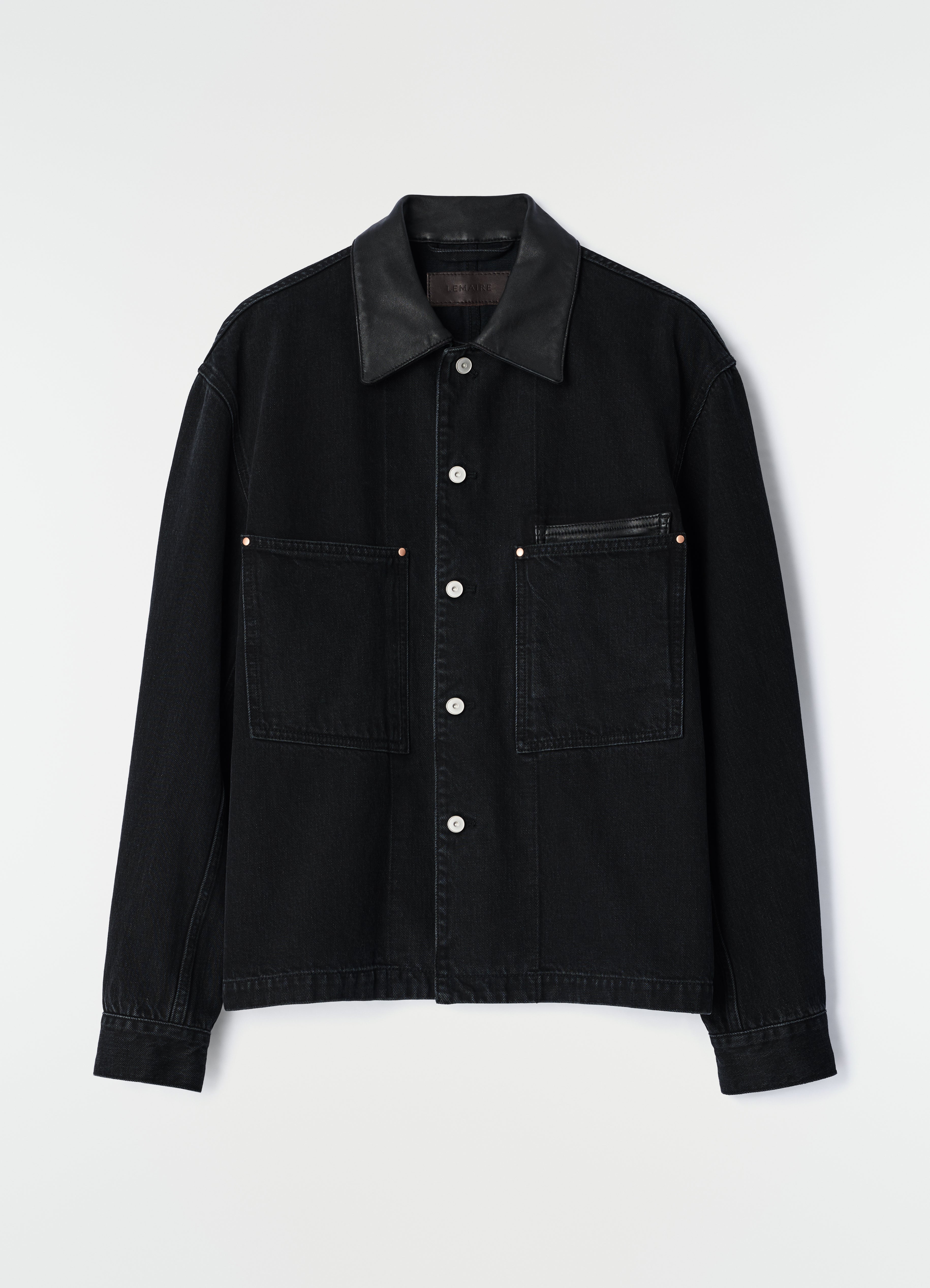 LEATHER COLLAR OVERSHIRT
