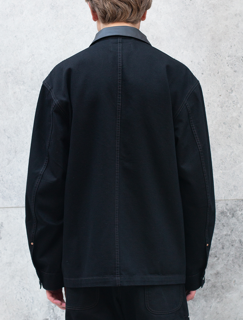 LEATHER COLLAR OVERSHIRT