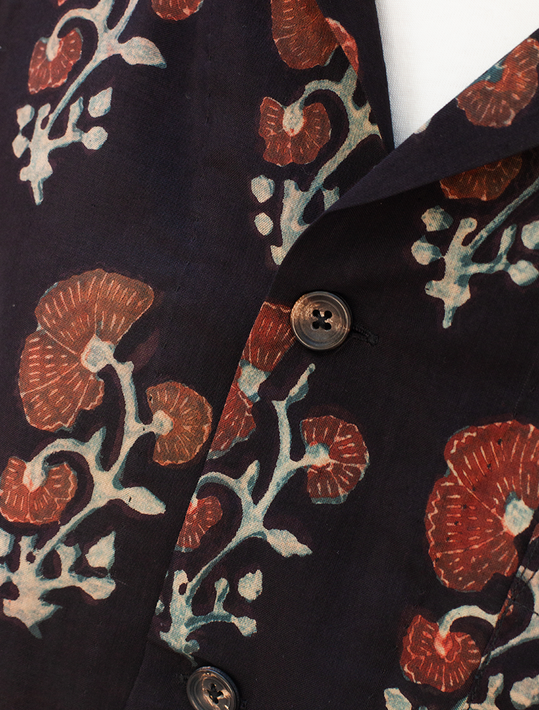 BLOCK PRINT SILK SS SHIRT