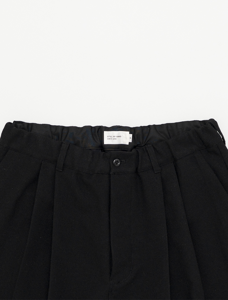 WOOL MIX DEEP TUCK PANTS