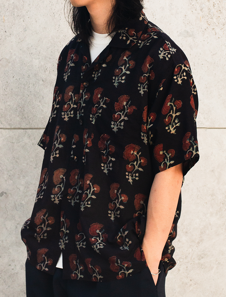 BLOCK PRINT SILK SS SHIRT