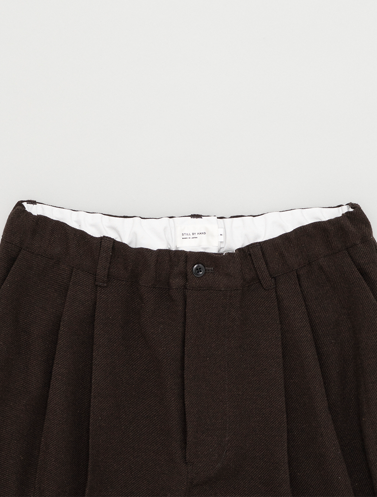 WOOL MIX DEEP TUCK PANTS