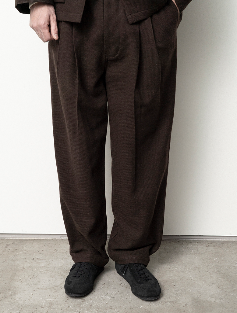 WOOL MIX DEEP TUCK PANTS