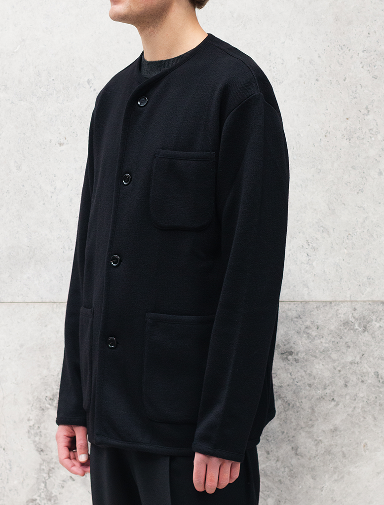 COLLARLESS KNIT JACKET