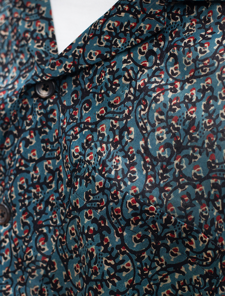 BLOCK PRINT SILK SS SHIRT