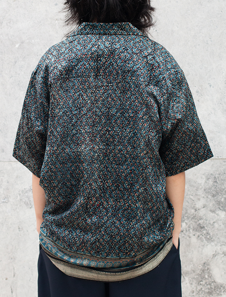 BLOCK PRINT SILK SS SHIRT