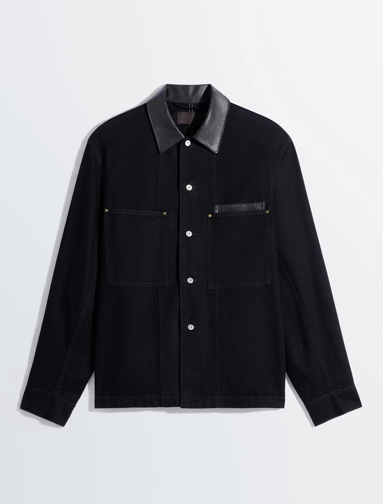 LEATHER COLLAR OVERSHIRT