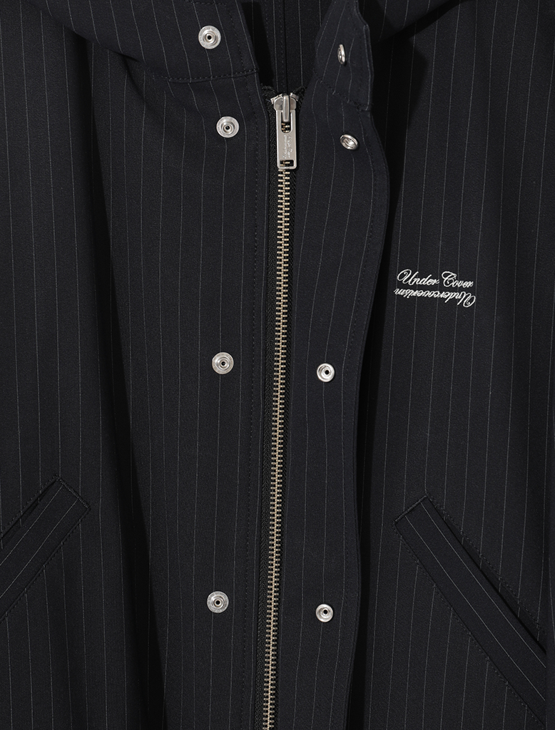 PINSTRIPE HOODED COAT