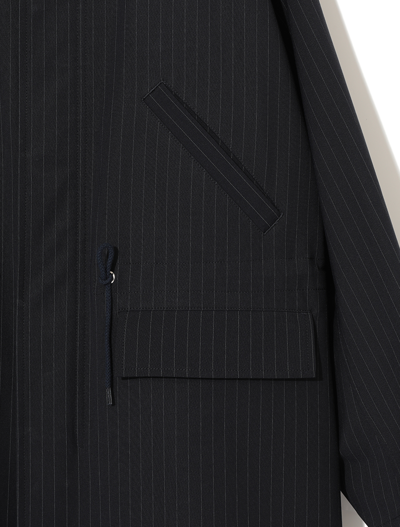 PINSTRIPE HOODED COAT