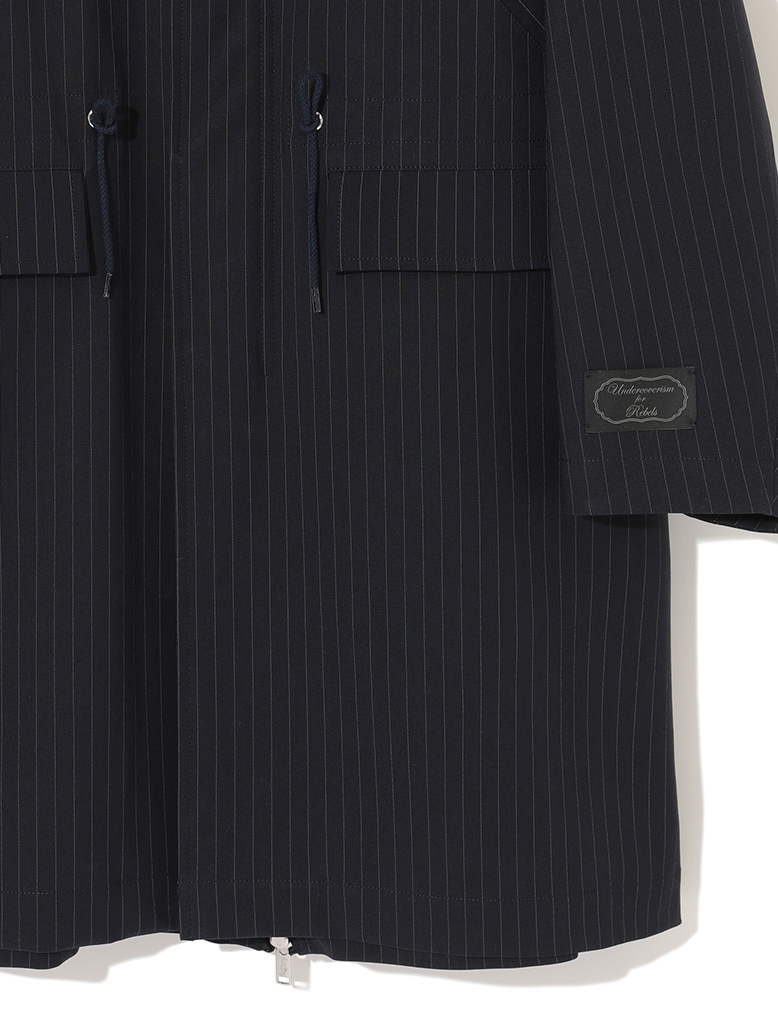 PINSTRIPE HOODED COAT