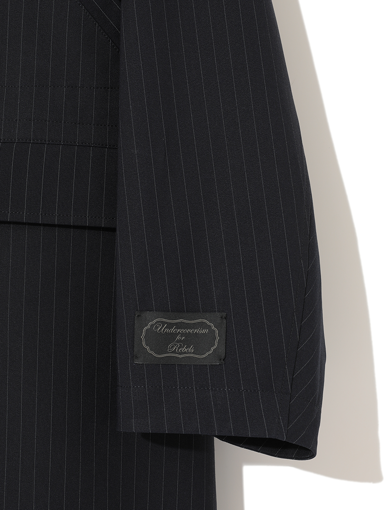 PINSTRIPE HOODED COAT