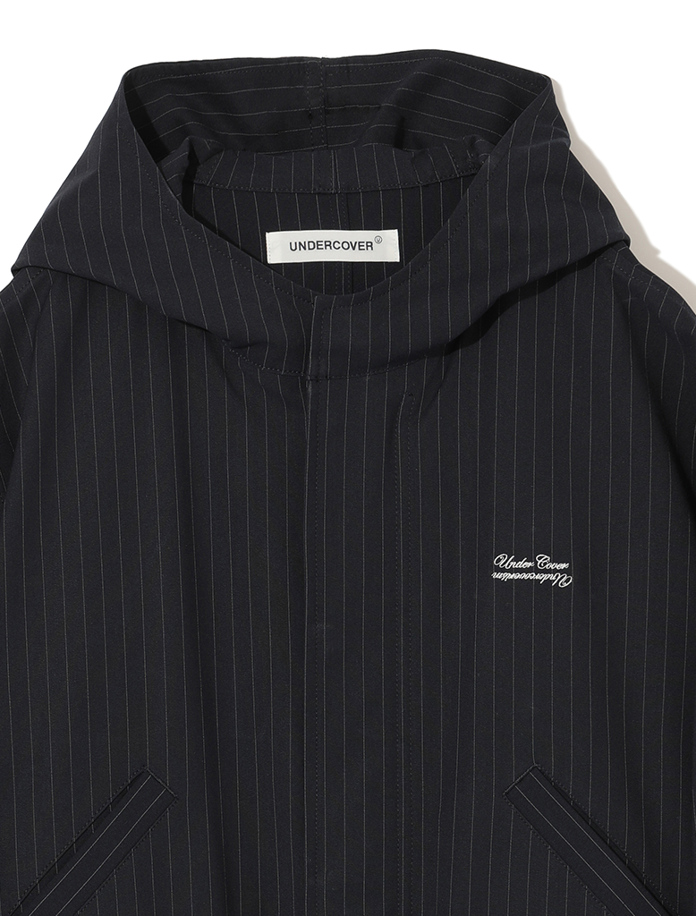 PINSTRIPE HOODED COAT