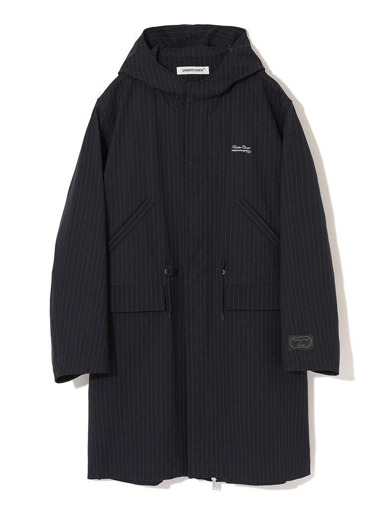 PINSTRIPE HOODED COAT