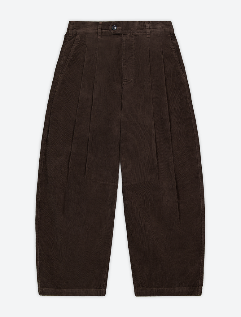 CORDUROY DART-KNEE PLEATED TROUSERS