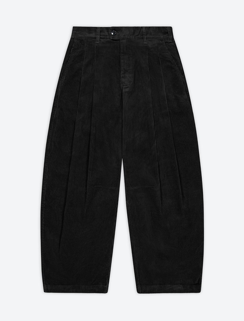 CORDUROY DART-KNEE PLEATED TROUSERS