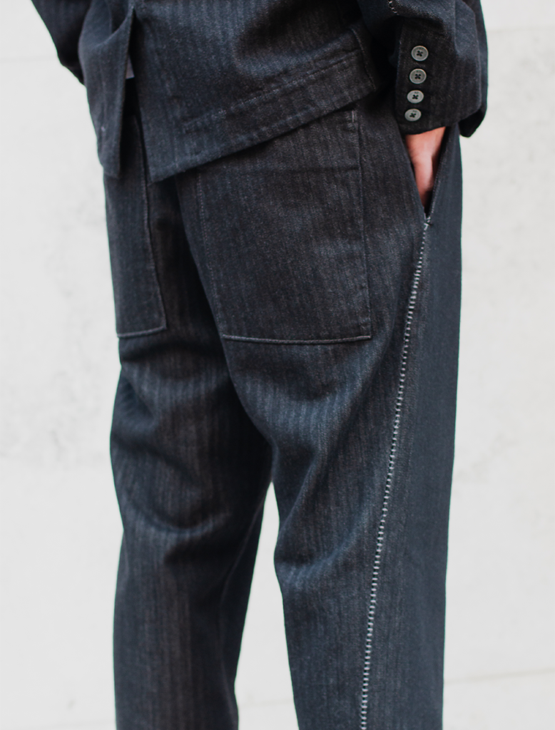 COTTON / WOOL HERRINGBONE TROUSER