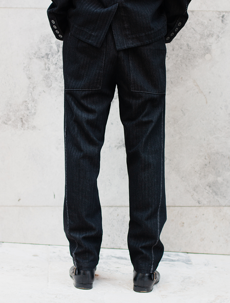 COTTON / WOOL HERRINGBONE TROUSER