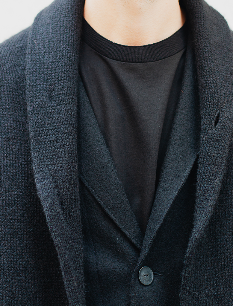 ALPACA BLEND SHAWL NECK KNIT