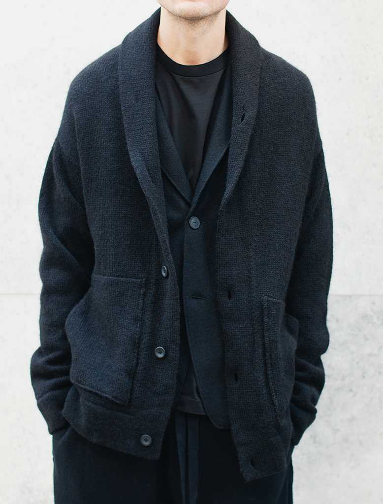 ALPACA BLEND SHAWL NECK KNIT