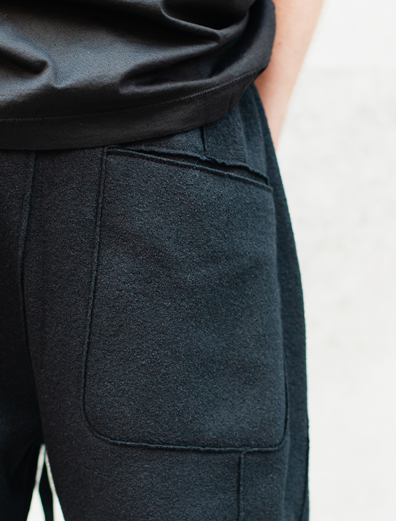 FELTED WOOL DRAWSTRING TROUSER