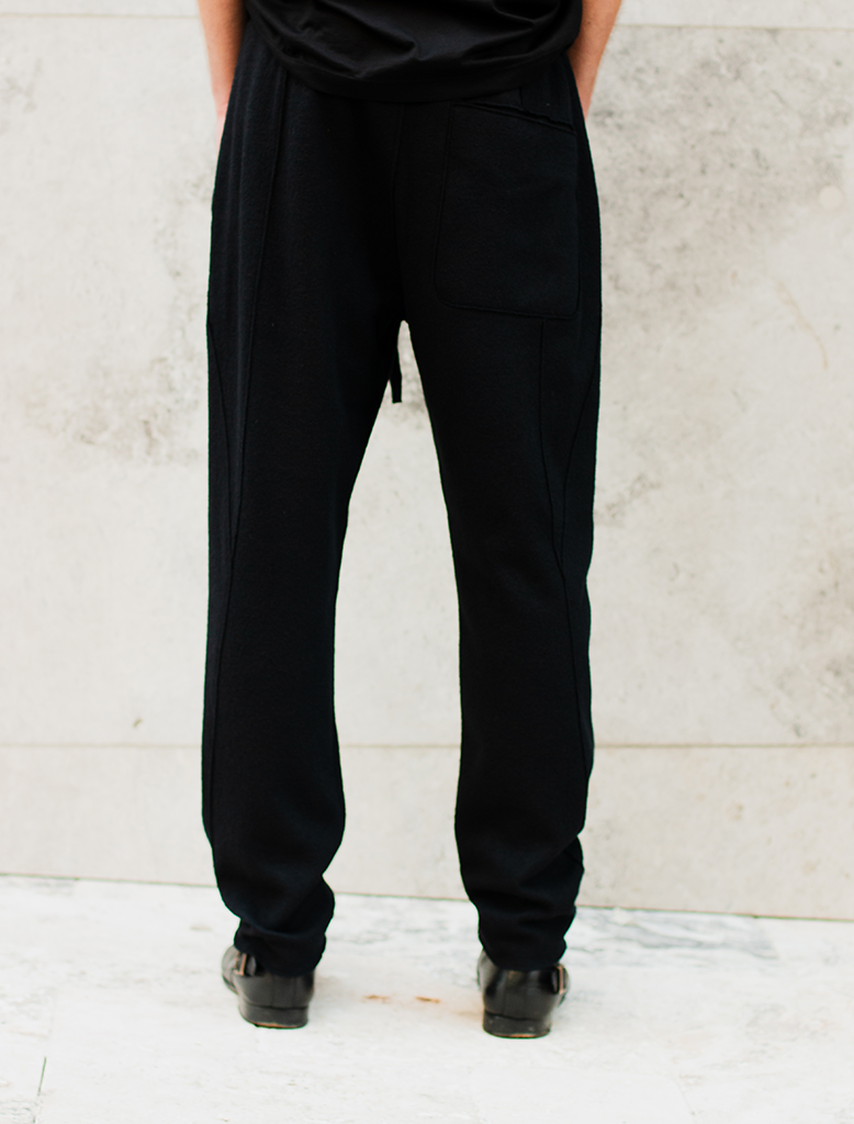FELTED WOOL DRAWSTRING TROUSER