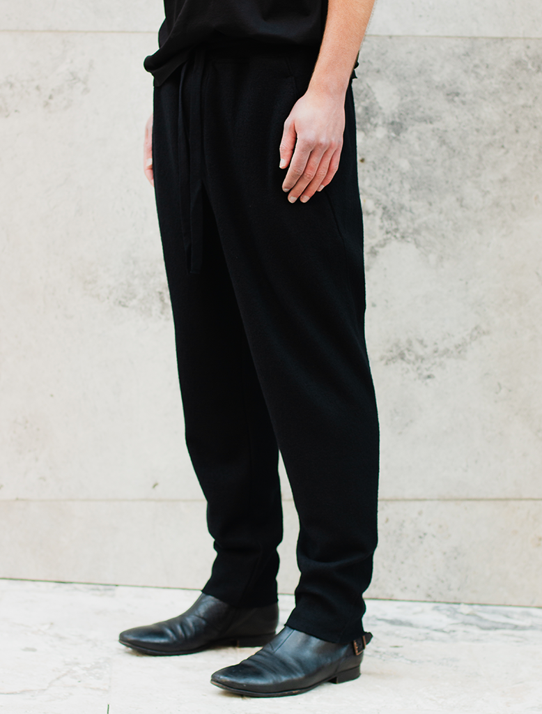 FELTED WOOL DRAWSTRING TROUSER