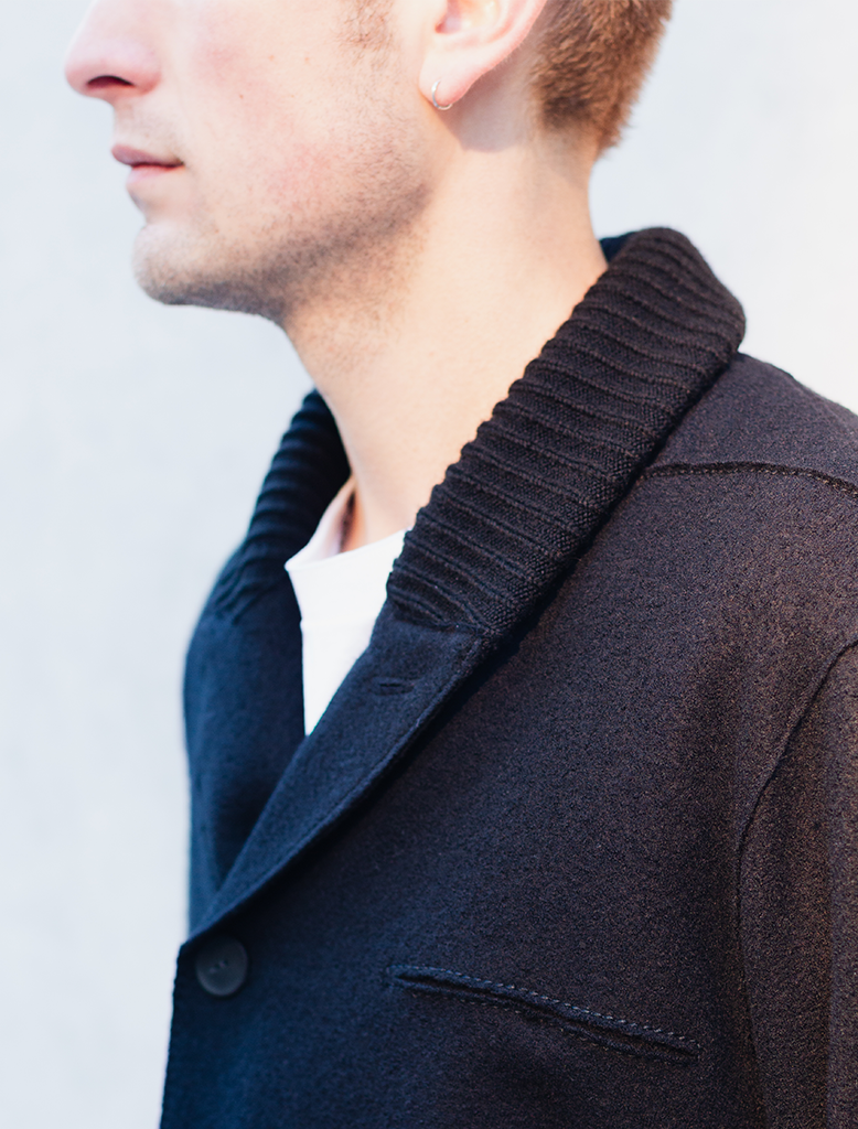 FELTED WOOL SHAWL NECK BLOUSON