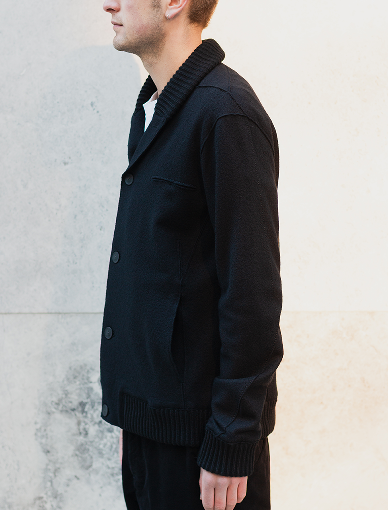 FELTED WOOL SHAWL NECK BLOUSON