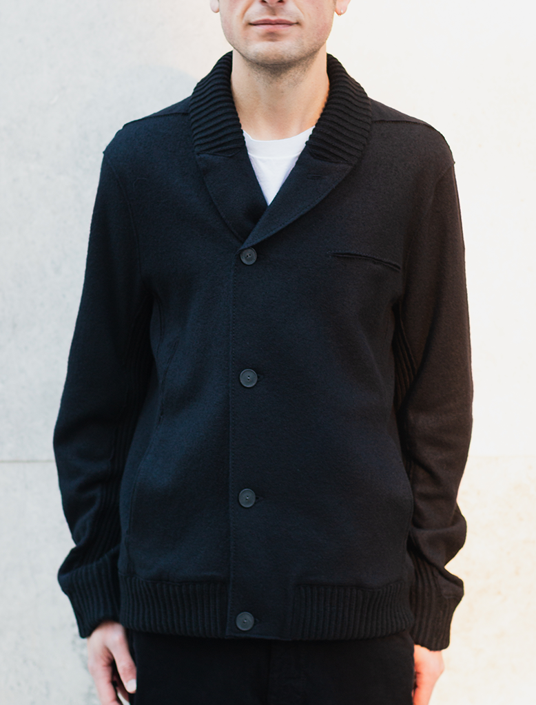 FELTED WOOL SHAWL NECK BLOUSON