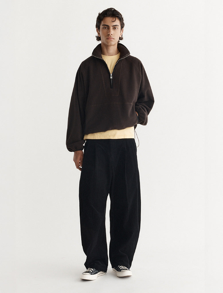 CORDUROY DART-KNEE PLEATED TROUSERS